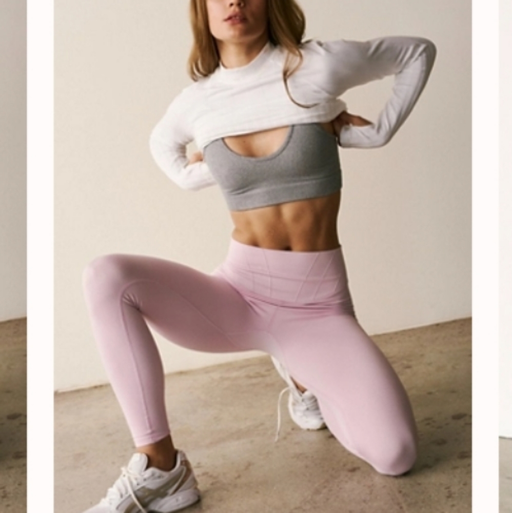 NWT Free People Movement Pink On The Rise Leggings